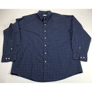 Arrow Bradstreet Men's 16.5 - 32/33 Navy Blue Plaid Shirt Button Down
